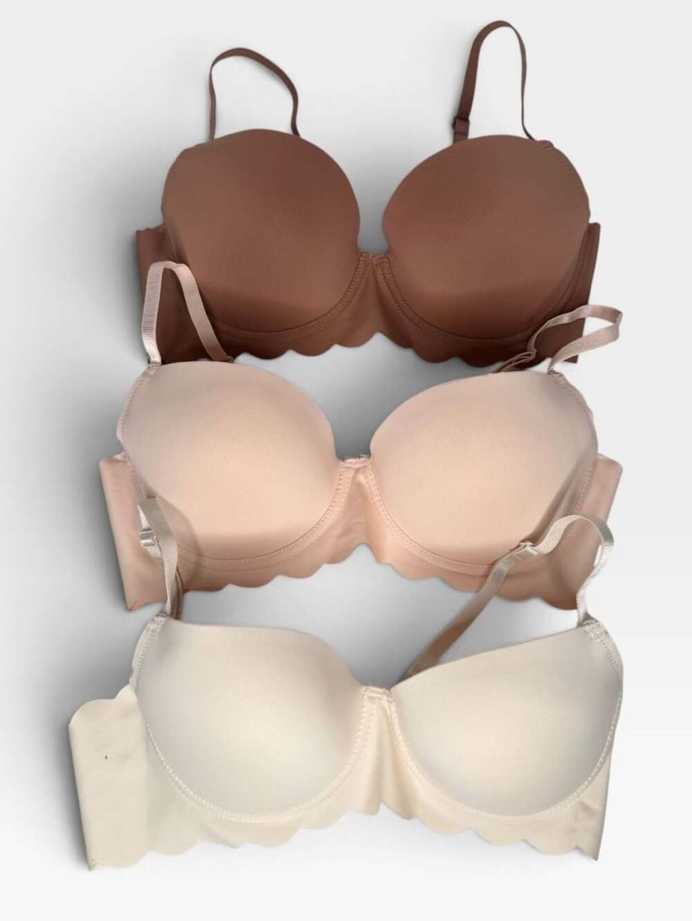 Felina Lingerie Bundle of Three Bras Size 36C Neutral Scalloped Edges
